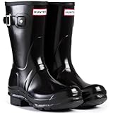 Women's Hunter Boots Original Short Gloss Snow Rain Boots Water Boots Unisex - Black - 9