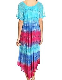 Sakkas Sula Tie-Dye - Vestido de verano con cuello ancho bordado
