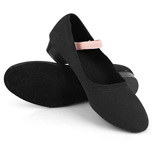 Alomejor 1 Pair Stretch Canvas Black Ballet Dance Shoes Slippers Flats Women Dancing Shoes for Girls in Different Size(38)