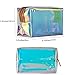 Holographic Makeup Bag Clear Transparent Cosmetic Bag Organizer Travel Large Iridescent Clutch Purse Toiletries Pouch Hologram Handbag Make-up Storage Cases for Women (Rectangular-Transparent)