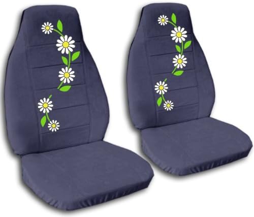 2 blue grey daisy car seat covers for a 2000 Honda Civic.