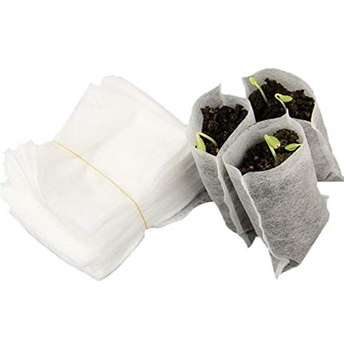 Hankyky 100Pcs Biodegradable Non-Woven Nursery Bags Plant Grow Bags Fabric Seedling Pots Plants Pouch Home Garden Supply