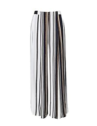 Sexy Split para dama larga de rayas pierna ancha pantalones Casual de playa verano pantalones