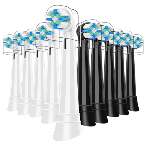 Pack of 10 IO Replacement Toothbrush Heads Compatible with Oral B IO 2/3/4/5/6/7/8/9/10 Electric Toothbrushes, Brush Head Compatible with Oral B IO for Cleaning Teeth (Black/White)