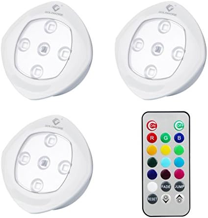 Puck Lights with Remote Control,3 Pack RGB Color Changing Push Light for Closet-Battery Operated Tap Light under-Cabinet Lighting,Stick on Ambiance Lighting for Wedding Party Holiday