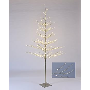 LIGHTSHARE 7 ft. LED Tree - Northern Lights Starlit Tree with 308 Warm White LED Lights, 7 Feet, Golden, Champagne Gold Non-troditional Christmas Tree for Holiday Décor Wedding Party