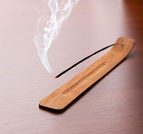 Wood Incense Stick Holder - 10 Inches Long - Wooden Ash Catcher - Simple and Elegant