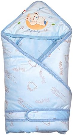 Light Blue Minies Baby Wrap, Swaddle, Blanket, Soft Organic Cotton, Best Baby Shower Gift for Boys, Girls, Unisex, Size 34" x 34", 0-8 Months.