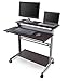 Stand Up Desk Store Rolling Adjustable Height Two Tier Standing Desk Computer Workstation (Silver Frame/Dark Walnut Top, 40