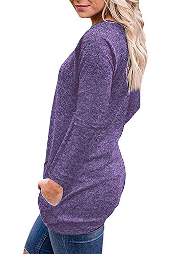 [- FIYOTE Womens Casual Short/Long Sleeve Round Neck Tunic Tops Loose Long T Shirt Blouses  -]