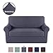H.VERSAILTEX High Stretch 2-Piece Loveseat Furniture Cover Love Seat Covers for 2 Cushion Couch, Suit for T Cushion/Box Cushion Rich Jacquard Spandex Fabric Non Slip Stay in Place (Loveseat, Grey)