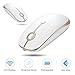 Rechargeable Wireless Mouse, Jelly Comb 2.4G Slim Optical Mice - Less Noise, 3 Adjustable DPI, Portable Mobile Wireless Mouse for Notebook, PC, Laptop, Computer, MacBook - White and Gold