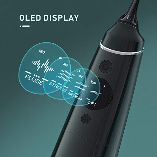 Liberex Cordless Water Flosser for Teeth - Portable USB Rechargeable 4 Floss Modes Oral Irrigator with OLED Display, Waterproof Dental Cleaner Pick for Braces, Travel, 5 Jet Nozzles
