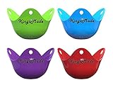 Silicone Egg Poacher Cups - Premium Silicone Poaching Pods for Cooking Perfect Poached Eggs - BPA Free - FDA Approved - For Stovetop or Microwave - Dishwasher Safe - Set of 4 Colorful Pods - KingzMade