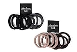 Ponytail Holders, by Americana Gal, Seamless Hair Ties Holds Hair in Place - Set 32 Soft Stretchy Hair Bands (8 Black, 8 Gray, 8 Brown, 8 Beige), Ultimate Hold Ponytail Bands for Women and Teens
