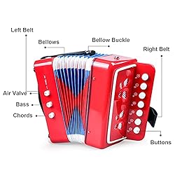 Tosnail Kids Accordion Toy 10 Keys Buttons Control