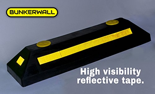BUNKERWALL Heavy Duty Rubber Parking Guide Car Garage Wheel Stop Stoppers - 2 Pack Professional Grade BW3312 - Thumbnail 4