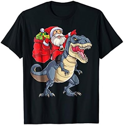 Dinosaur Christmas Shirt Boys Santa T rex Kids Xmas Gifts