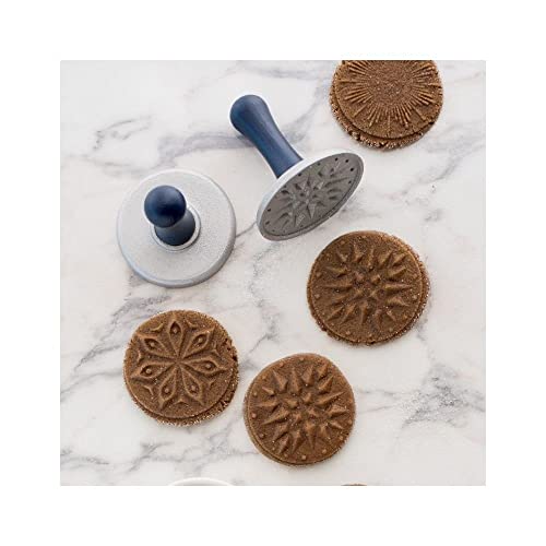 Nordic Ware Starry Night Cast Cookie Stamps, 3inch rounds, Silver