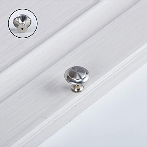 1 Pcs Silver Stainless Steel Single Hole Handle Metal Single Hole Small Handle Round Mushroom Door Pull Handle Knob with Screws for Cabinet, Cupboard, Wardrobe Diameter 23.5mm Height 21.5mm