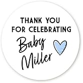 Thank You Stickers Boy Baby Shower Favors, Thank You For Celebrating My Baby Shower Stickers, Round Stickers for Favors Candles Decorations