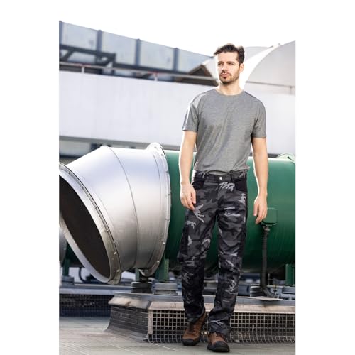 WORK IDEA Pantalones de Trabajo Camuflaje Hombre - Refuerzo en Rodillas con Bolsillos Internos y Corte Ergonomico