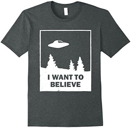 Mens Vintage White I Want To Believe UFO T-Shirt Large Dark Heather