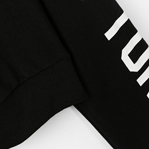 Sumen Teen Girls Short Pullover Letters Long Sleeve Hoodie Sweatshirt (M, Black) - Thumbnail 2