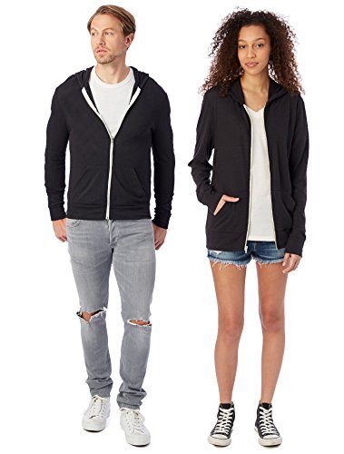 Alternative Men s Eco Zip Hoodie Sweatshirt Shirt, Eco True Black, X-Large