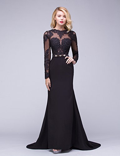 fitted lace wedding dress Long Modest Prom Dress with Long Sleeves main image 1