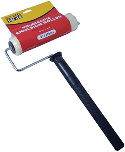 Fit For The Job 9 inch Telescopic Frame and Medium Pile Paint Roller for Painting with Emulsion Paints on Interior Walls and Ceilings