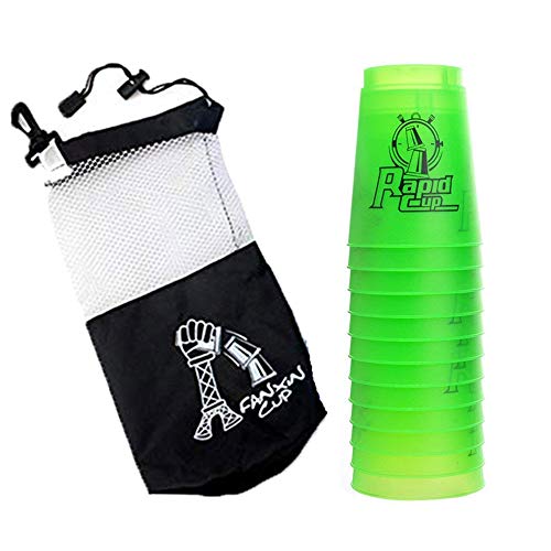 Quick Stacks Cups 12 Pack of Sports Stacking Cups Speed Training Game Challenge Competition Party Toy with Carry Bag(Green) - Thumbnail 3