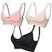BAOMOSI Women's Seamless Nursing Maternity Bra Push Up Comfort Sleep Bralette, 3pack(beige+black+pink), Medium