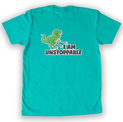 Death By Novelty - I Am Unstoppable T-Rex Men's Fashion T-Shirt Teal