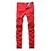 Leward Men's Ripped Skinny Distressed Destroyed Straight Fit Zipper Jeans with Holes