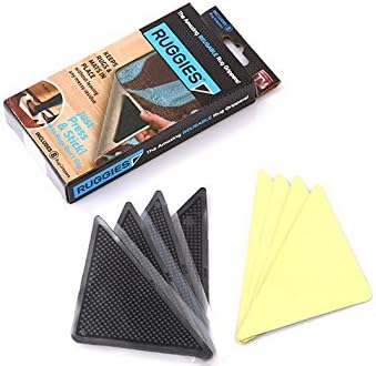 Washable non-slip fixed triangle patch for carpet ,No-glue Black(Pack of 4)