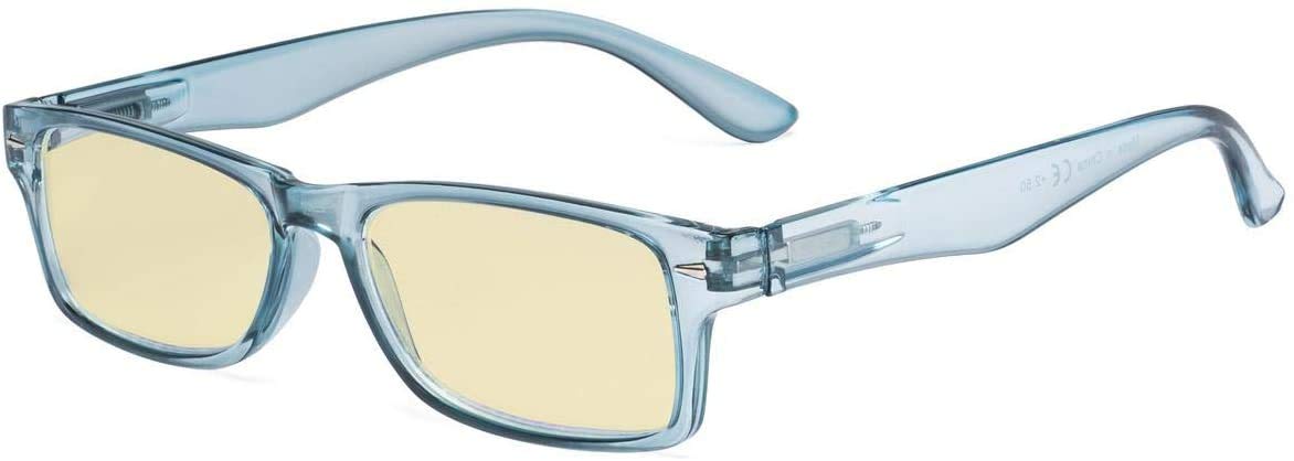 Eyekepper Ladies Blue Light Blocking Reading Glasses with Yellow Filter Lens - Design Computer Readers Women - Blue +0.50