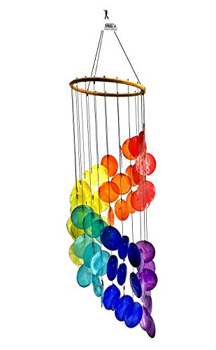 Bellaa 23325 Wind Chime Capiz Santa Fe Rainbow Spiral Handmade 21