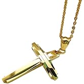 DUALZERO Gold and Silver Cross Necklace, Fashion Delicate Stainless Steel Necklace with Good Design