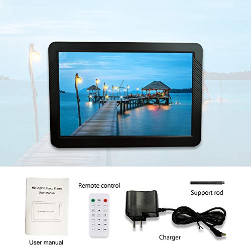 CofunKool Digital Photo Frame 8 inches, HD Digital Picture Frame with 1920x1080 IPS Screen, Support 1080P Video, Music Player, Auto On/Off Timer, Calendar, Alarm, with Remote Control