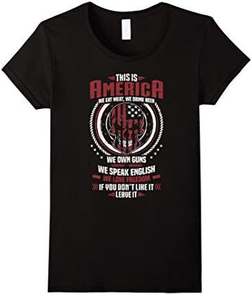 Womens This is America We Own Guns we speak English We Love Freedom Large Black