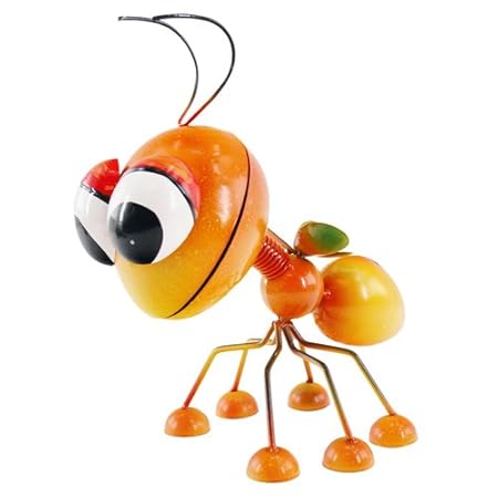 Dekofigur Insekt, Gartenfigur, Metallfigur, Blechfigur, Orange, Höhe ca. 26cm