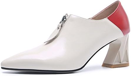 KJJDE Women's Chunky Heel Pointed Toe WSXY-13 Basic Pump Sexy Dress Stilettos, Apricot6.5CM,35