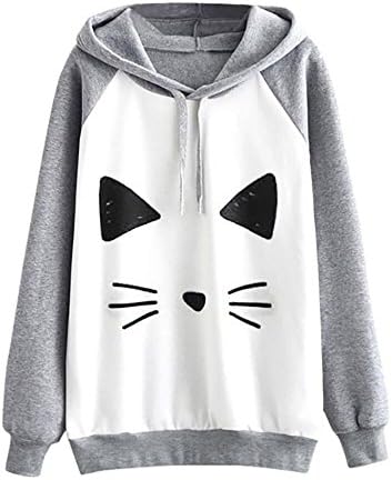 Damark Womens Hoodies Women Autumn Cute Cartoon Print Hoodie Long Sleeve Jumper Hooded Pullover Tunic Sweatshirt Top Blouse Shirt Clearance