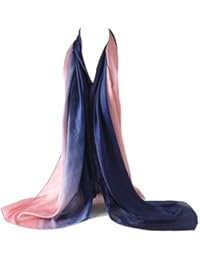 Bellonesc Silk Scarf 100% silk Long Lightweight Sunscreen Shawls for Women (pink-blue)