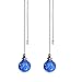 Zommapro 2PCS Blue Pull Chain Crystal Glass Ice Cracked Ball Pull Chain for Ceiling Fan Light Decoration 50cm Extension Chain