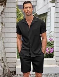 COOFANDY Men's 2 Pieces Short Sets Shirts Short