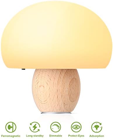 REMU Silicone LED Night Light, Bedside Lamp for Reading, Feeding, Nursing, Changing Diaper, Touch Control & Timer, Mushroom Light …