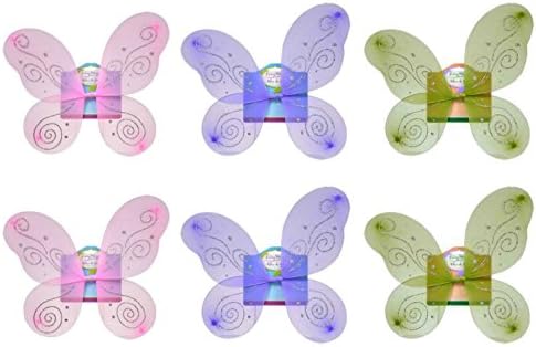 MariaVictoria Girls Butterfly Wings, Fairy Wings, or Angel Wings (Set Of 6) (Multicolors)