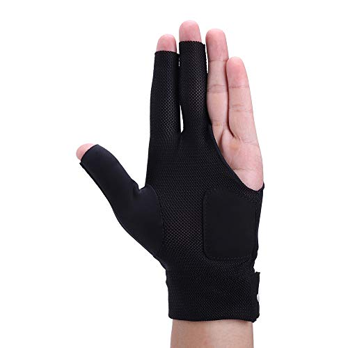 Roaming Quick-Dry Breathable Billiard Shooters Carom Pool Snooker Cue Sport Glove Fits on Left Hand (Black, L/XL)